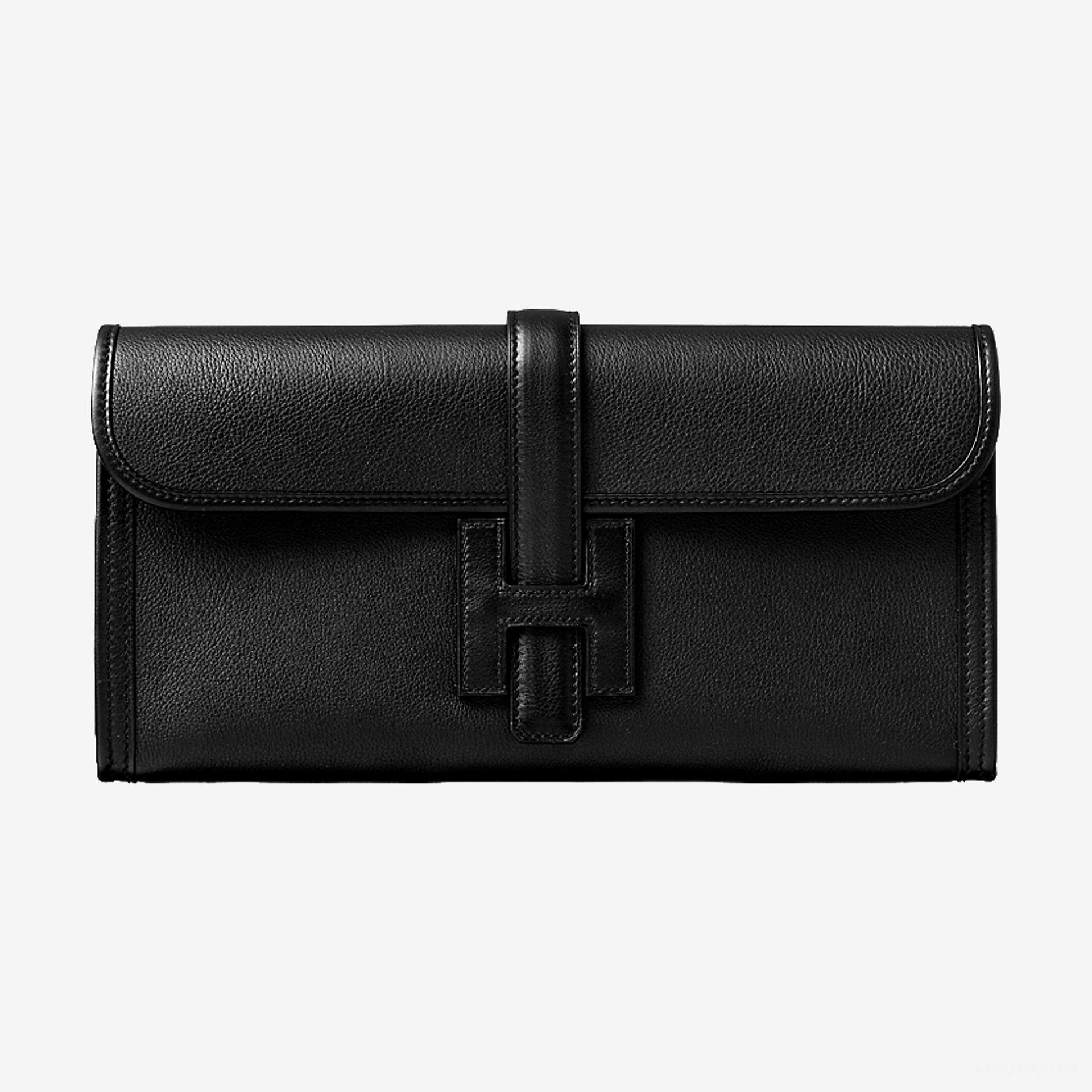 Hermes Jige Elan 29 clutch CA89 noir Swift calfskin