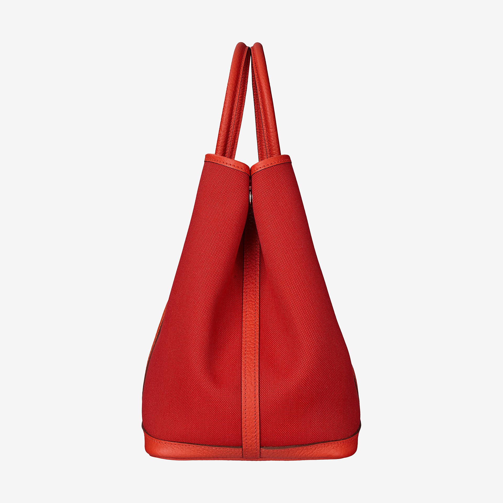 Hermès Rouge Tomate and Capucine Garden Party 36cm of Canvas and