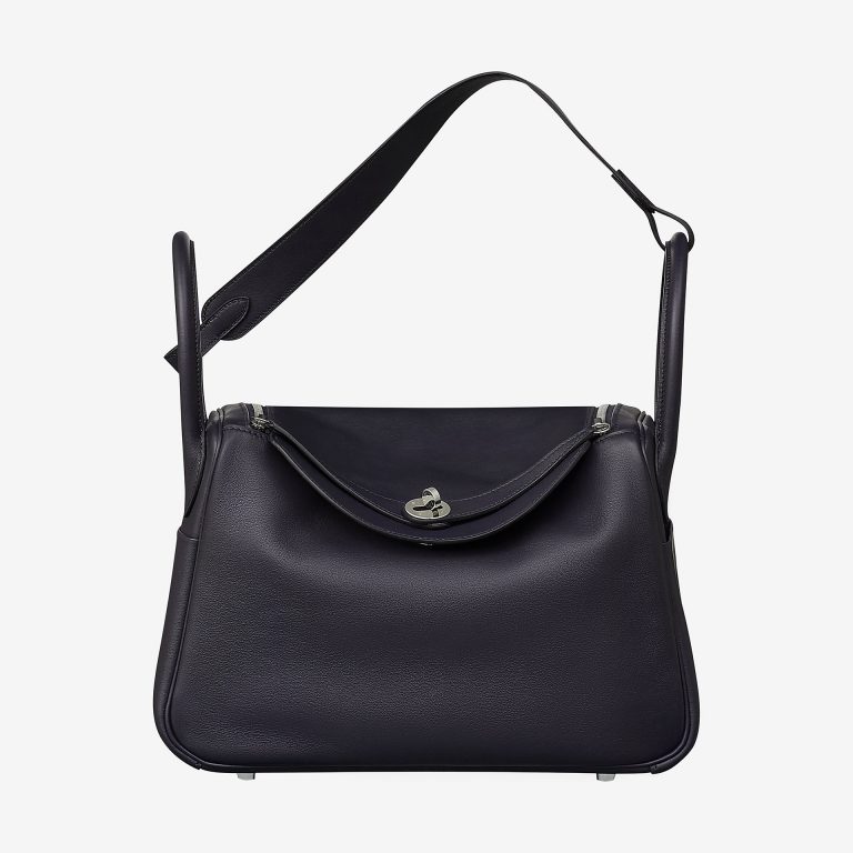 Hermes bleu indigo rose pourpre Swift calfskin Lindy 30 verso bag