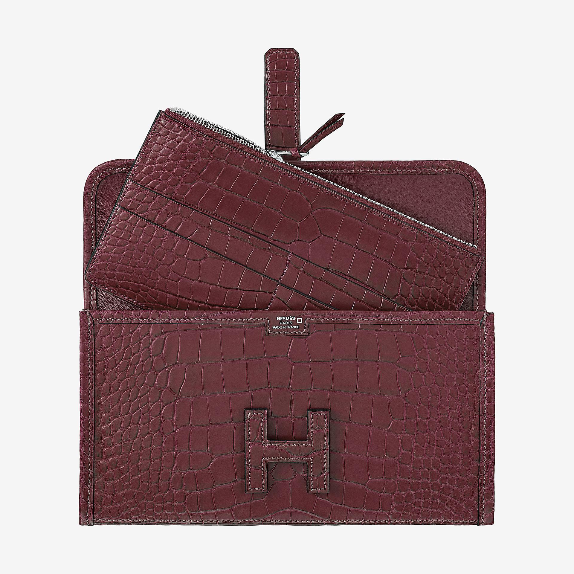 臺灣臺北市 Hermes Jige Duo wallet CA57 bordeaux alligator