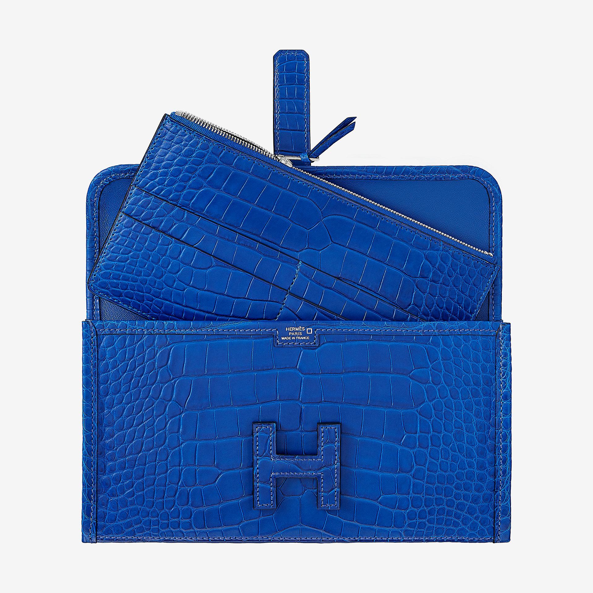 臺灣臺中市 Hermes Jige Duo wallet CA7T bleu électrique alligator