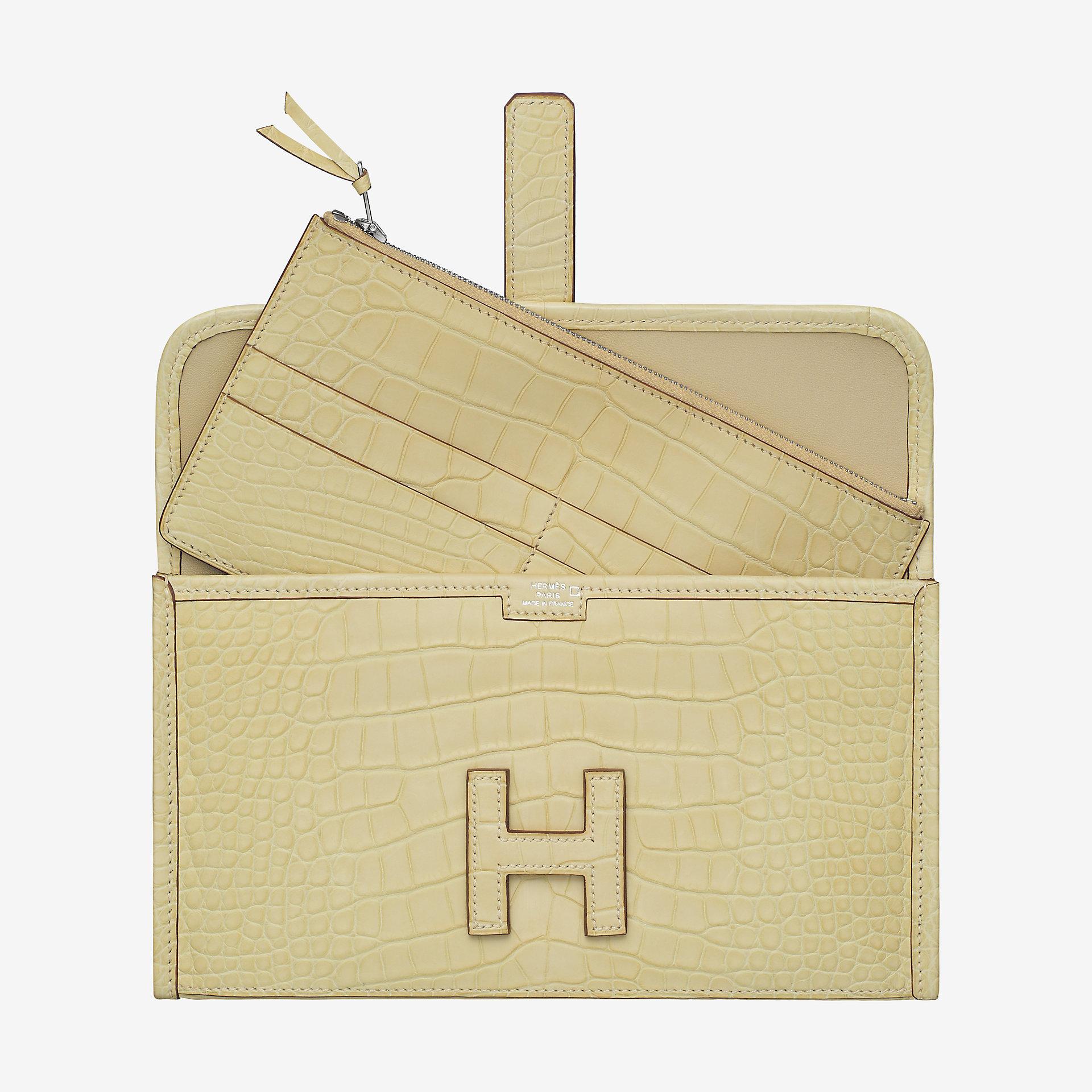 臺灣新北市 Hermes Jige Duo wallet CAY1 vanille alligator