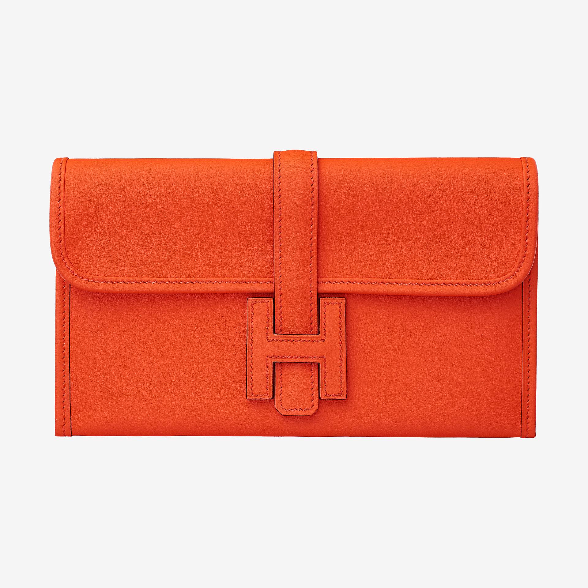 Hermes Jige Duo verso wallet CAAB orange poppy bordeaux Swift