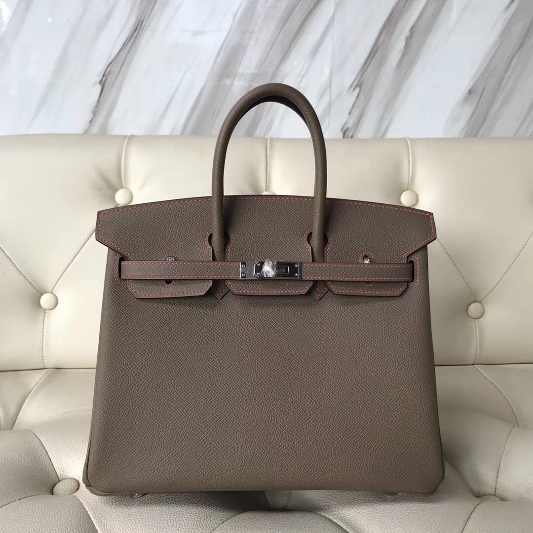 Hermes Birkin 25 Bag ck18 Etoupe Ostrich SHW