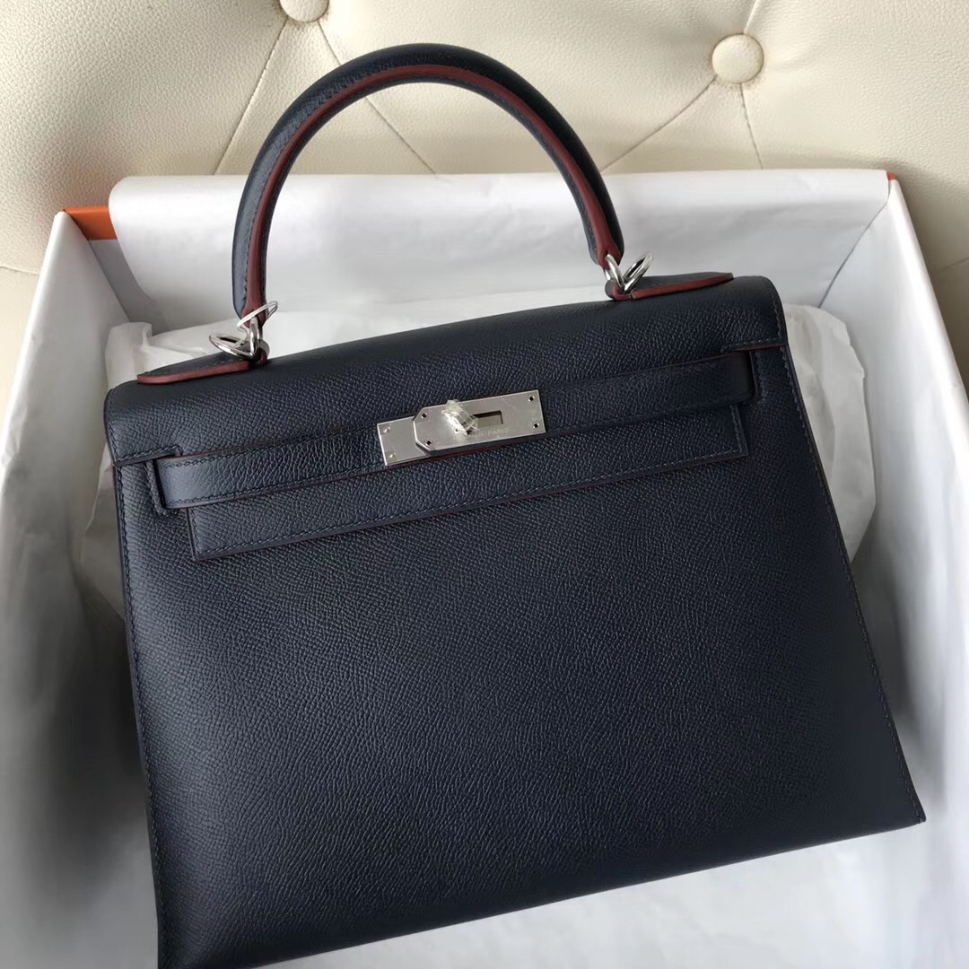 Hermes Kelly 25 Bag ck76 Blue Indigo Epsom GHW