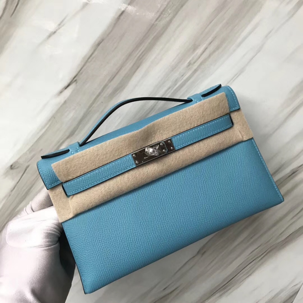 Hong Kong Hermès MiniKelly一代 pochette 7N糖果蓝 EpsomHermès Birkin kelly