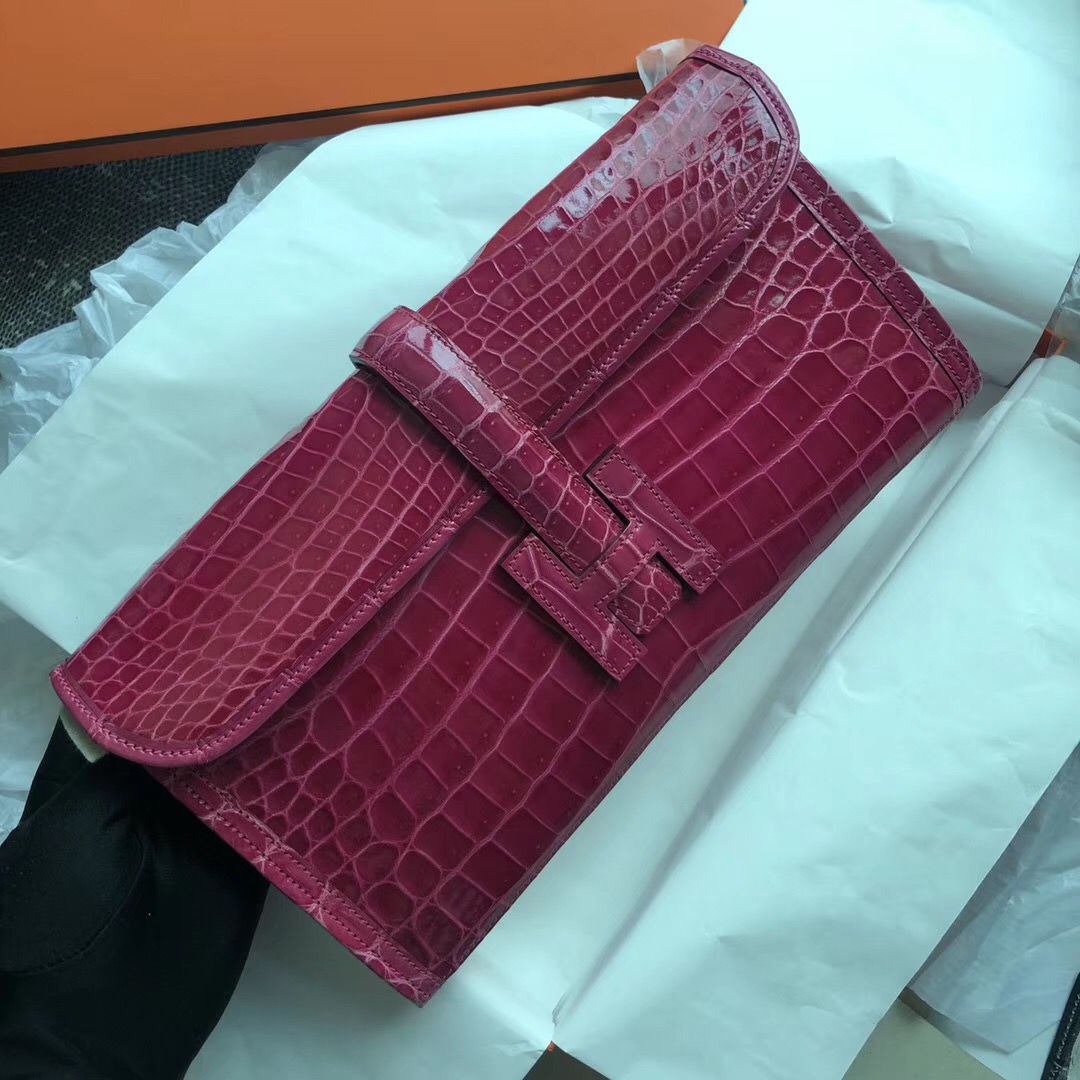 香港油尖旺區 Hermes Jige Elan 29 clutch E5 Rose Tyrien nilo crocodile