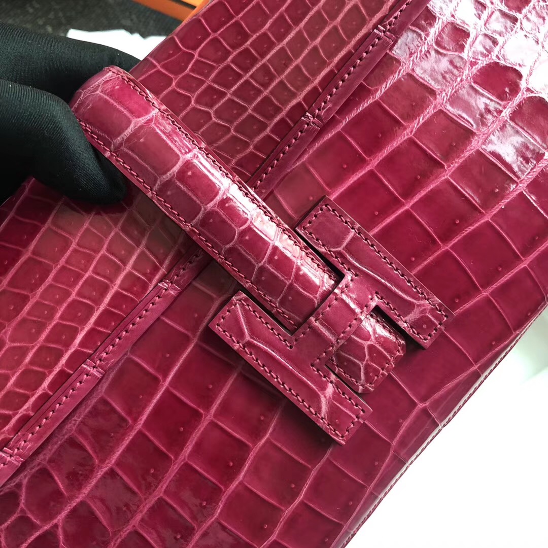 香港油尖旺區 Hermes Jige Elan 29 clutch E5 Rose Tyrien nilo crocodile