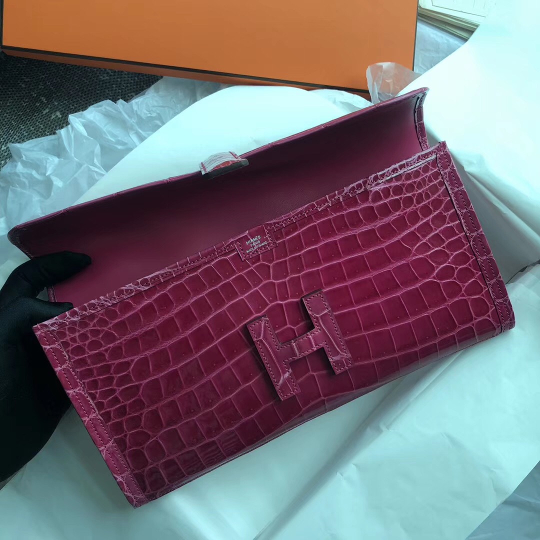 香港油尖旺區 Hermes Jige Elan 29 clutch E5 Rose Tyrien nilo crocodile