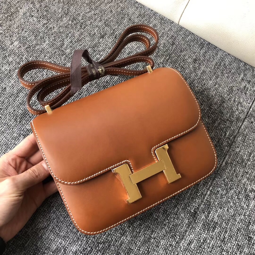  Hermes Constance 19cm Barenia Natural CC34 Fauve 
