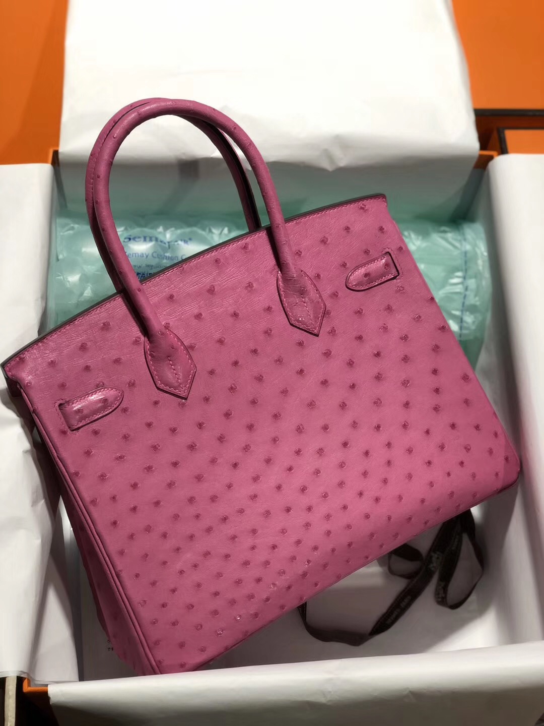 【爱马仕鸵鸟皮铂金包】hermes Birkin 30 Ostrich 南非kk鸵鸟 37金棕金扣官网-价格_鸵鸟皮Birkin ...