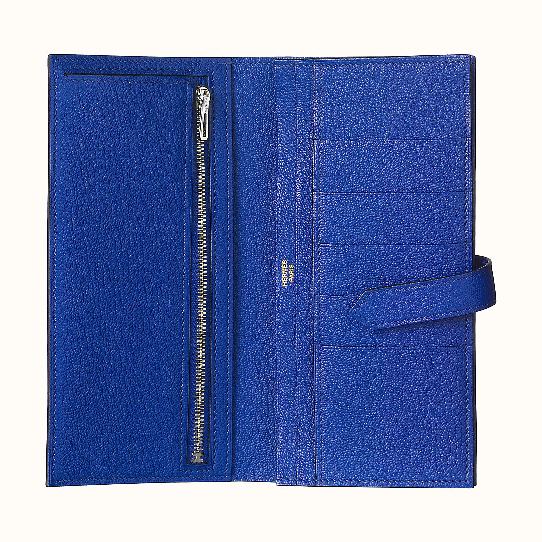 臺灣臺中市 Hermes Bearn wallet CK7T Bleu Électrique 電光藍 山羊皮