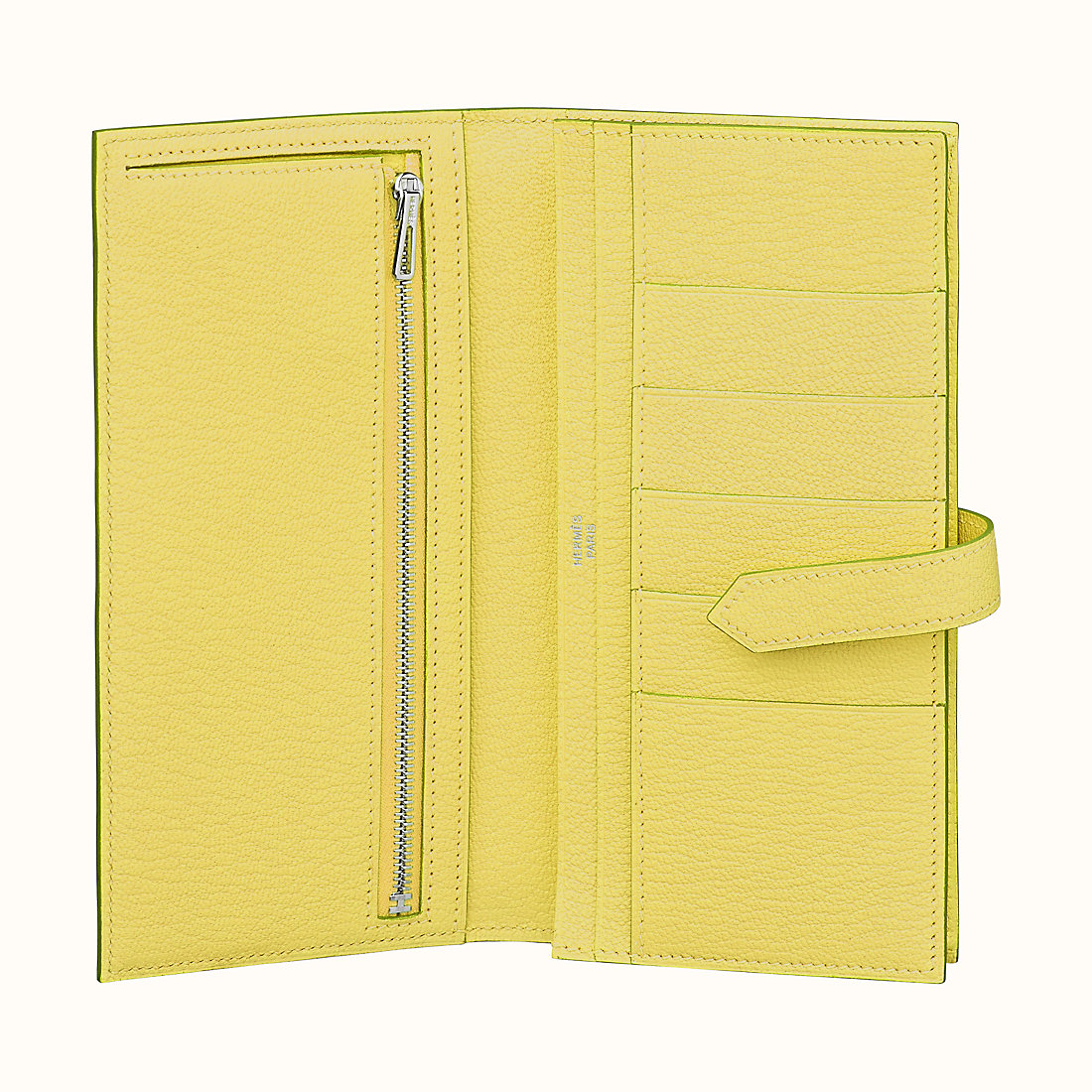 臺灣臺中市愛馬仕長款錢包 Hermes Bearn wallet CK9R Lime 檸檬黃山羊皮