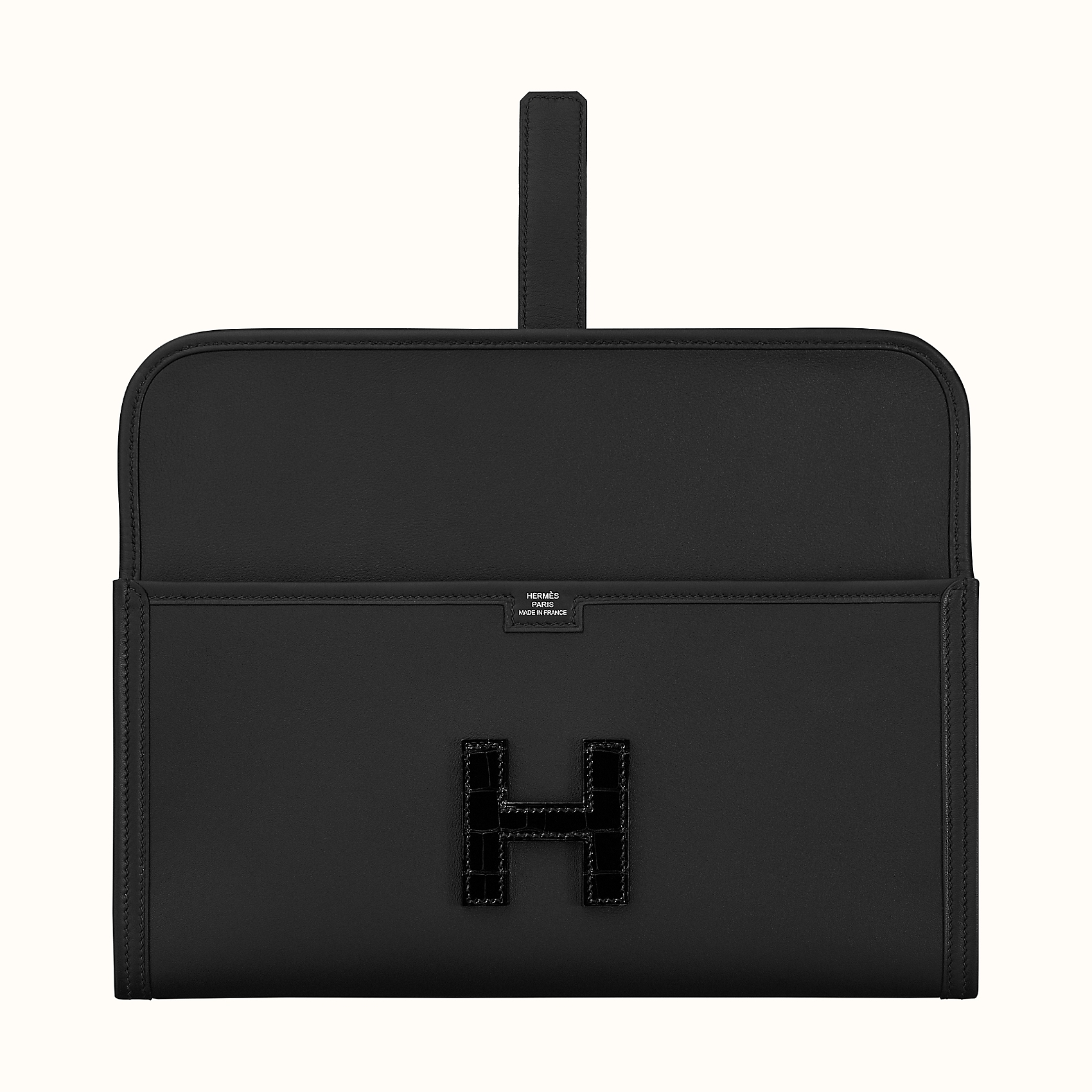 Hermes Jige Elan 29 touch clutch Noir/Noir Swift calfskin