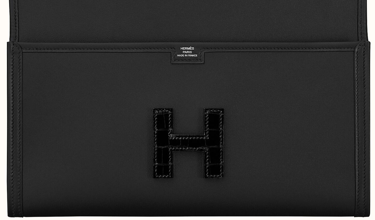 Hermes Jige Elan 29 touch clutch Noir/Noir Swift calfskin