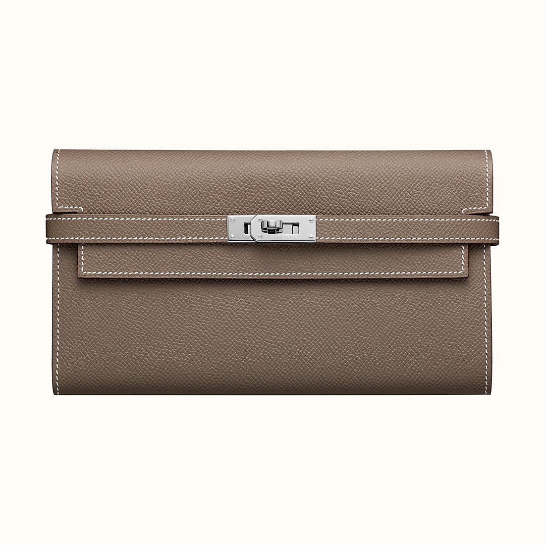 Hermes Kelly classic wallet CK18 Étoupe 大象灰 Epsom calfskin