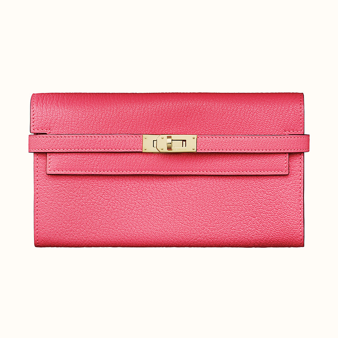 Hermes Kelly classic wallet CCU5 Rose Lipstick 唇膏粉 山羊皮