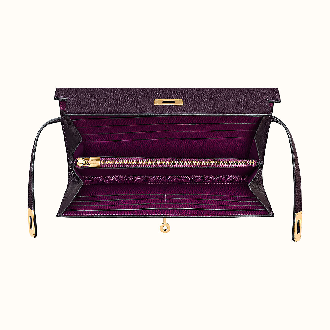 臺灣基隆市愛馬仕長款錢包 Hermes Kelly classic verso wallet Raisin/Anémone