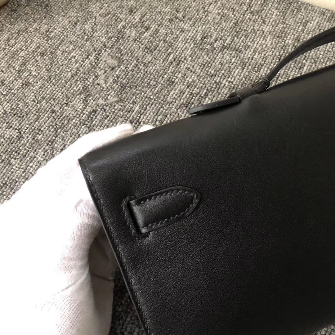 臺灣桃園市蘆竹區愛馬仕手拿包 Hermes Kelly Cut Pochette Swift CK89 Noir 黑色