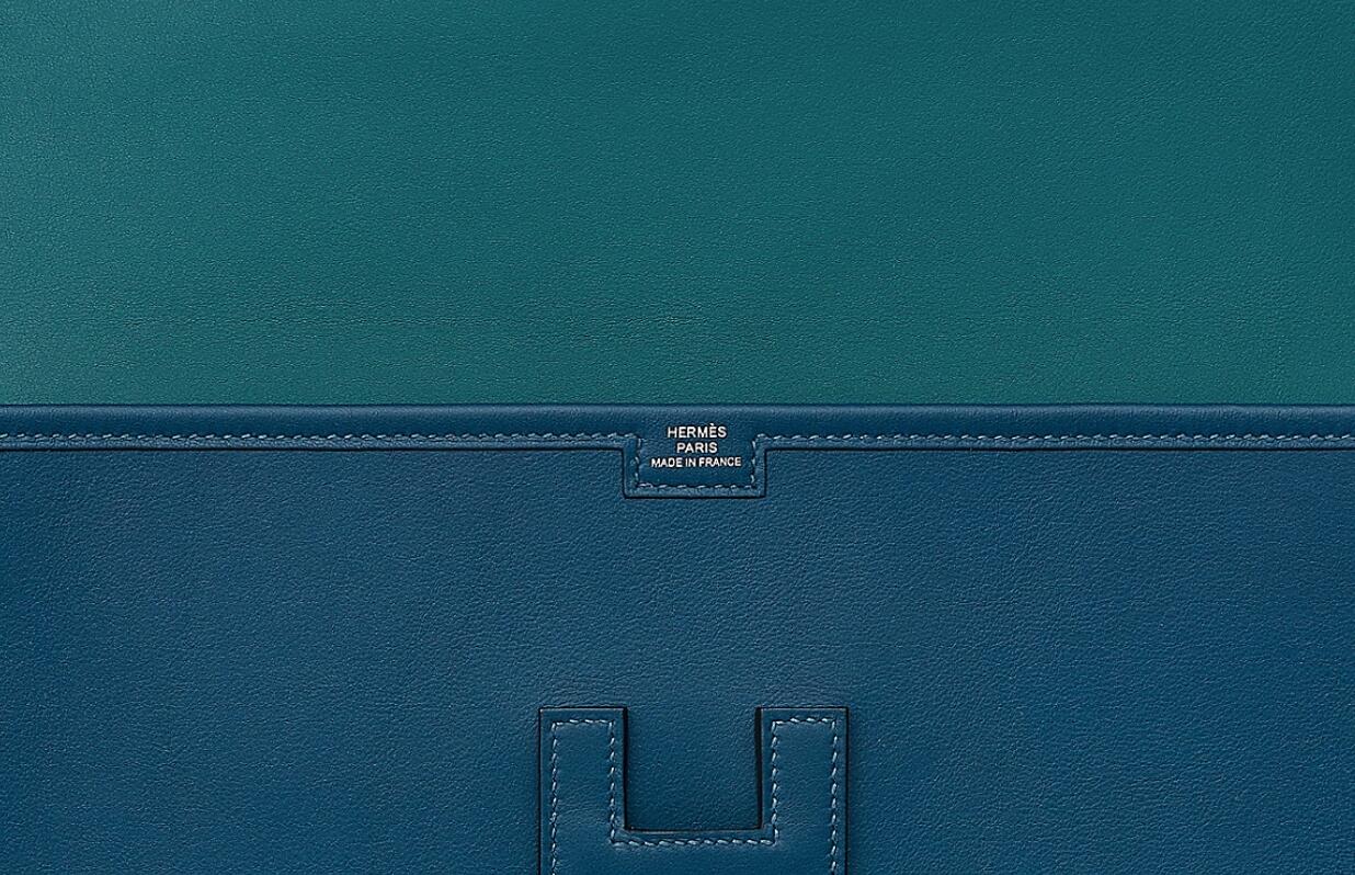 Hermes Jige Elan 29 verso clutch Deep Blue/Vert Bosphore