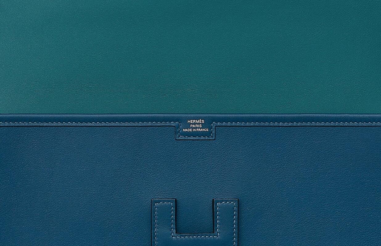 Hermes Jige Elan 29 verso clutch Deep Blue/Vert Bosphore