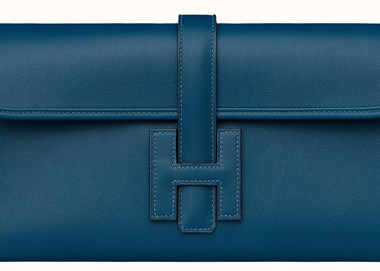 Hermes Jige Elan 29 verso clutch Deep Blue/Vert Bosphore