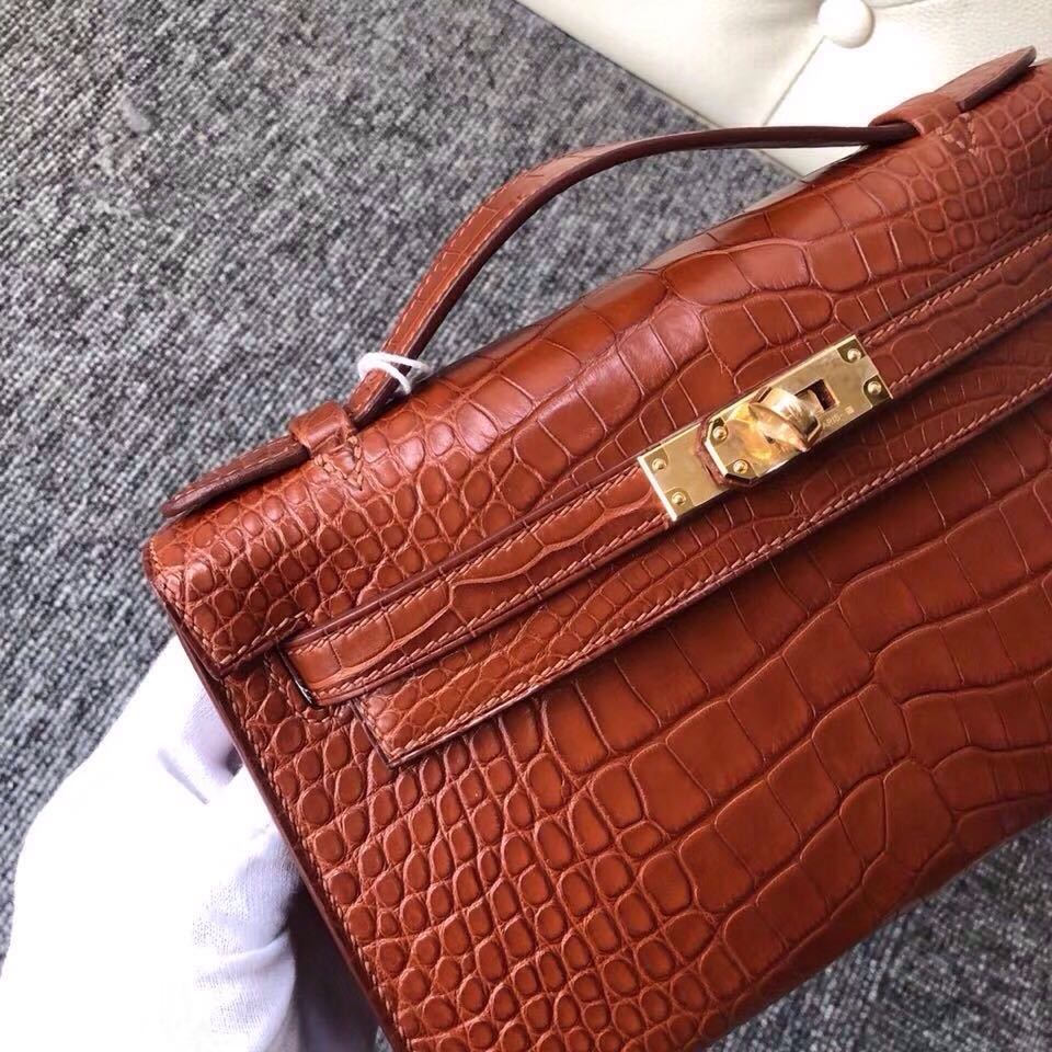 Hermes Mini Kelly 22 Pochette Bag ck55 Rouge H Swift GHW