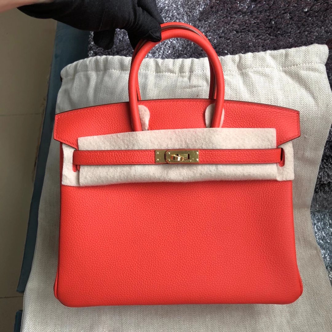 臺灣嘉義市 Hermes Birkin 25cm Togo D5天竺葵紅 géranium