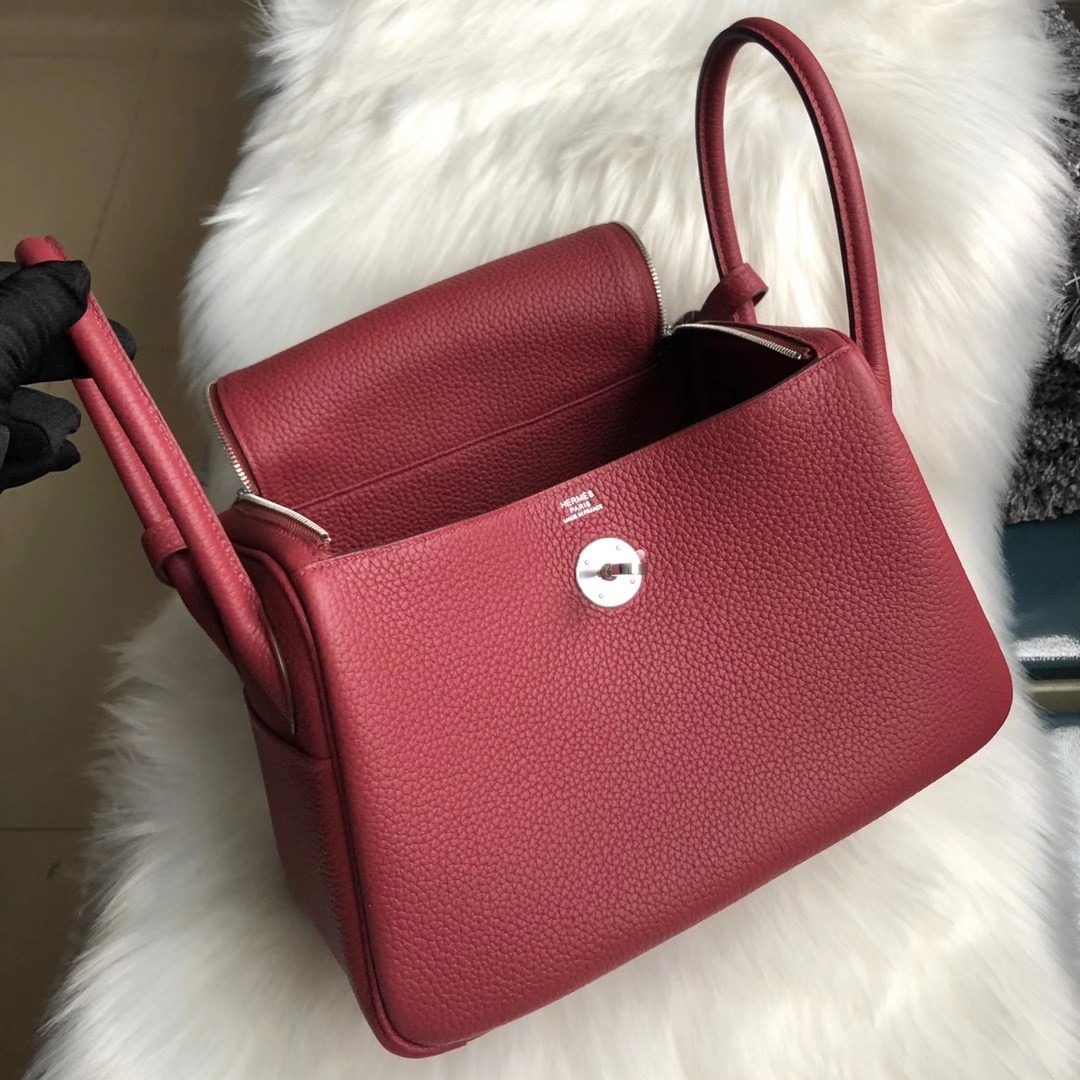 Hermes Lindy 30 Bag K1 Rouge Grenat Clemence GHW