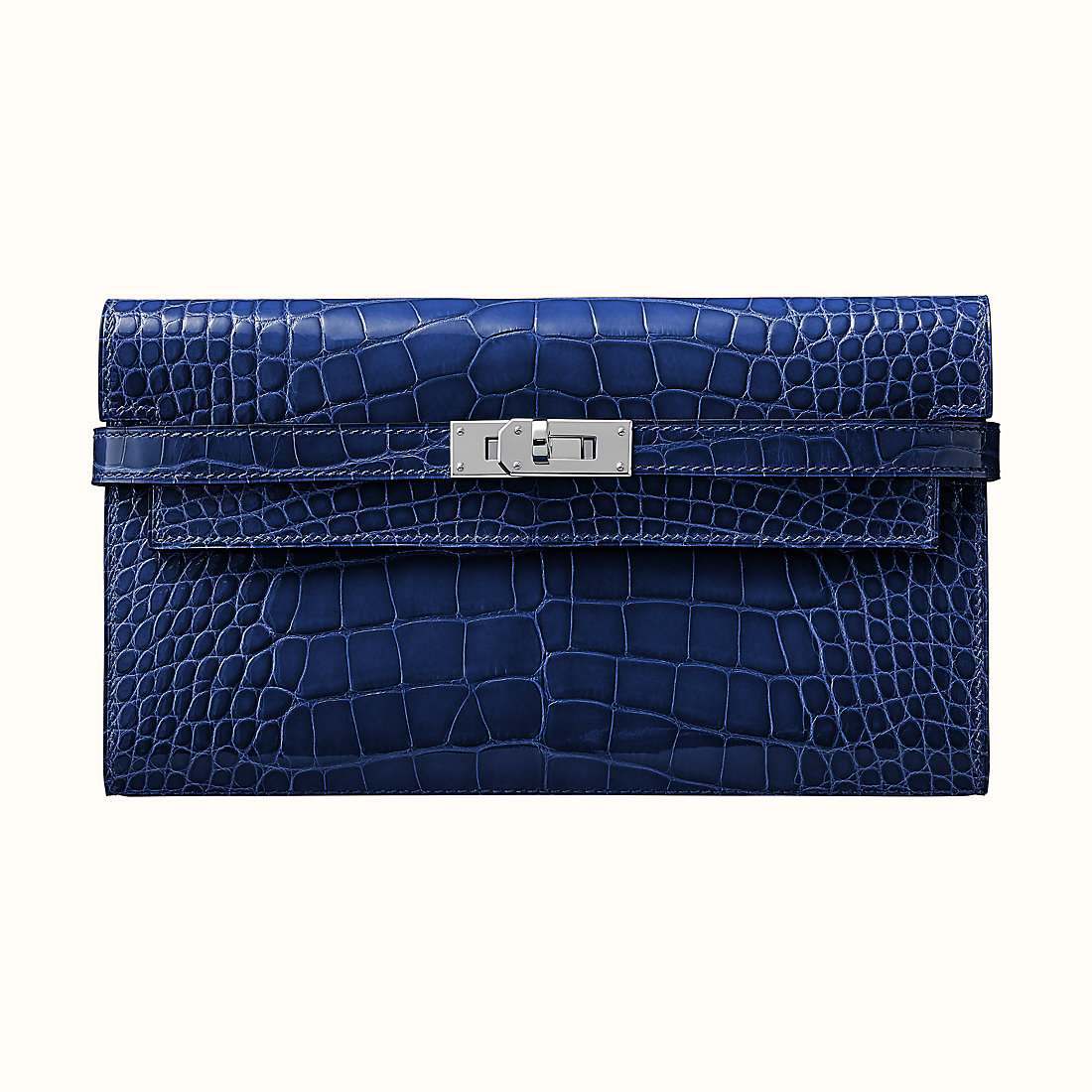 Hermes Kelly Classic Wallet crocodile skin CK73 Bleu Saphir 寶石藍