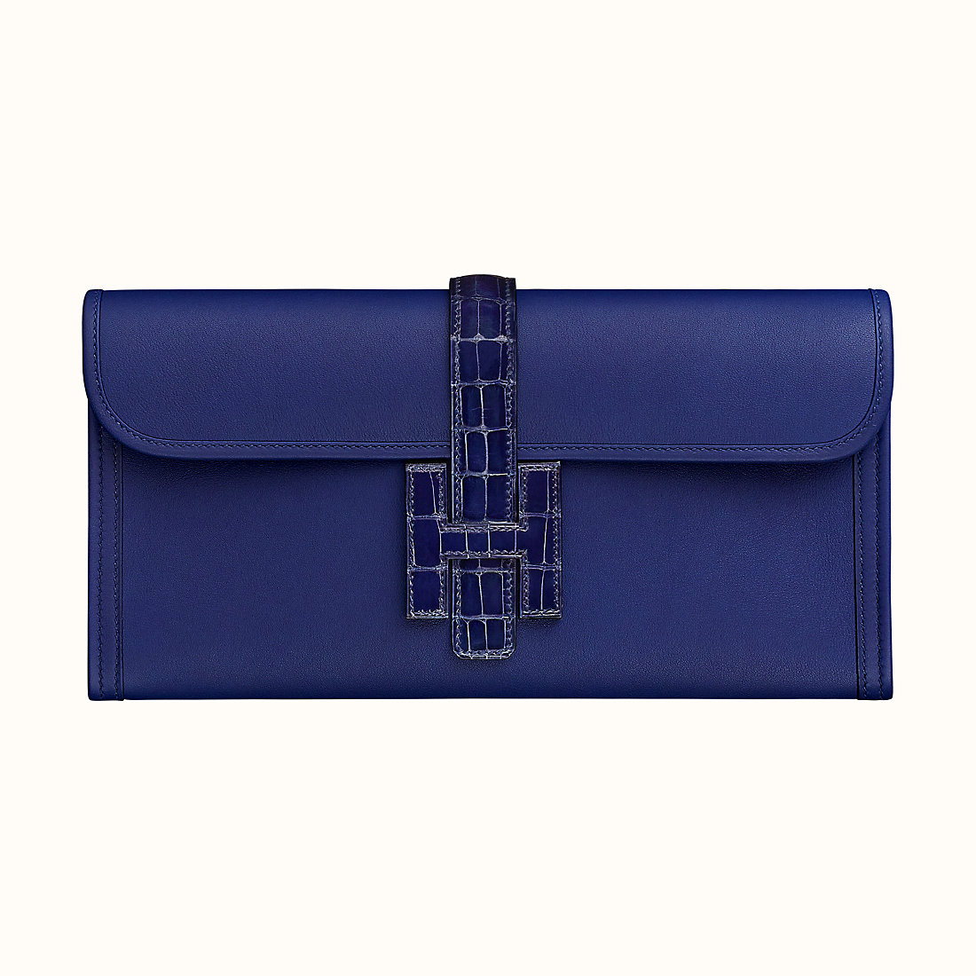 Hermes Jige Elan 29 touch clutch Bleu Encre Swift calfskin