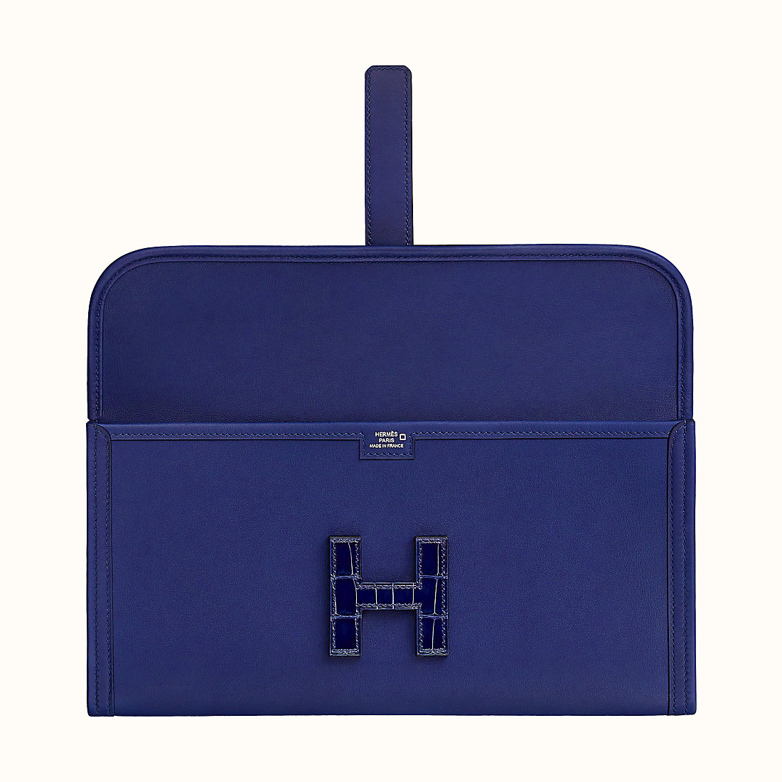 Hermes Jige Elan 29 touch clutch Bleu Encre Swift calfskin