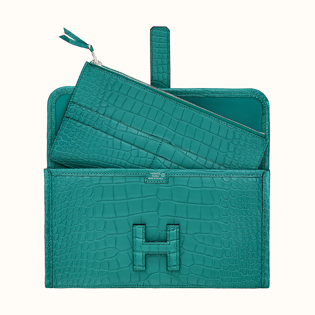 臺灣臺南市愛馬仕長款錢包 Hermes Jige Duo wallet CA7F Bleu Paon