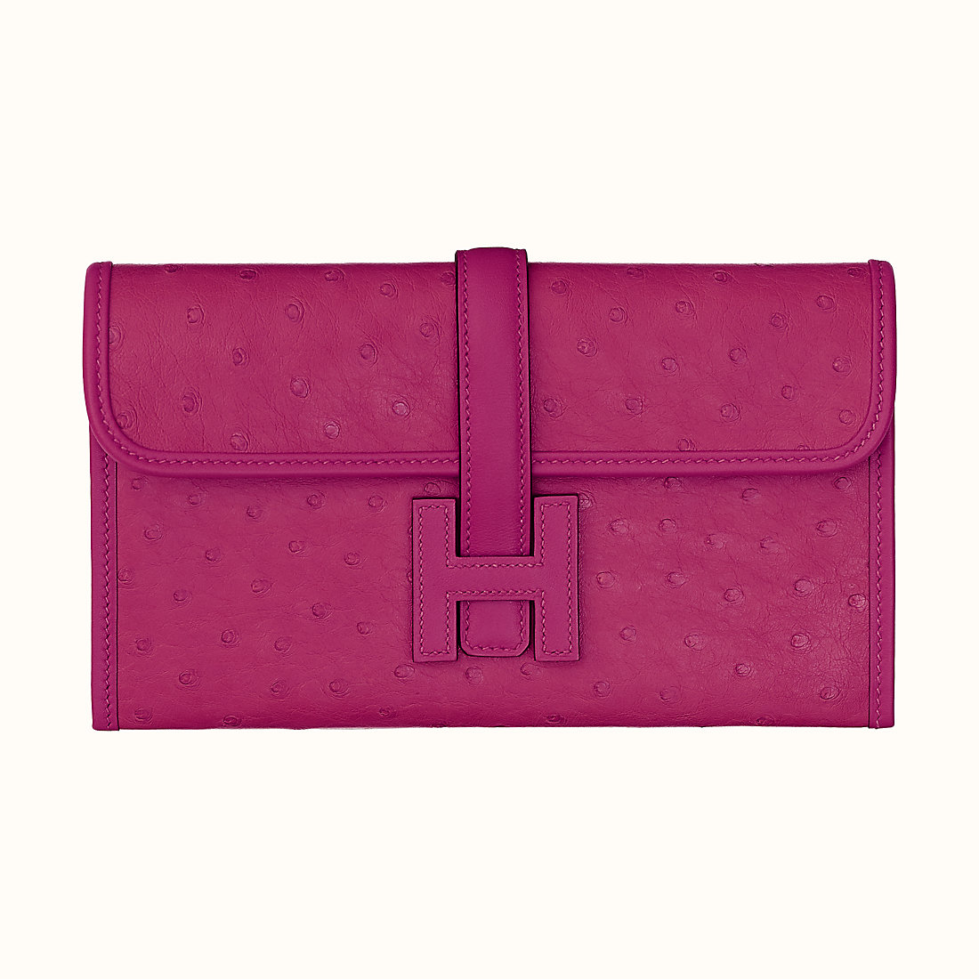 愛馬仕鴕鳥皮長款錢包 Hermes Jige Duo wallet L3 Rose Pourpre 玫瑰紫