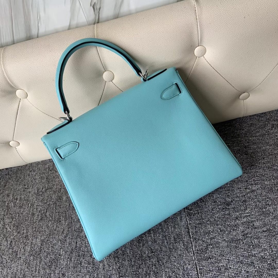 臺北市文山區 愛馬仕凱莉包專櫃價格 Hermes Kelly 28cm Evercolor 3P Blue Atoll