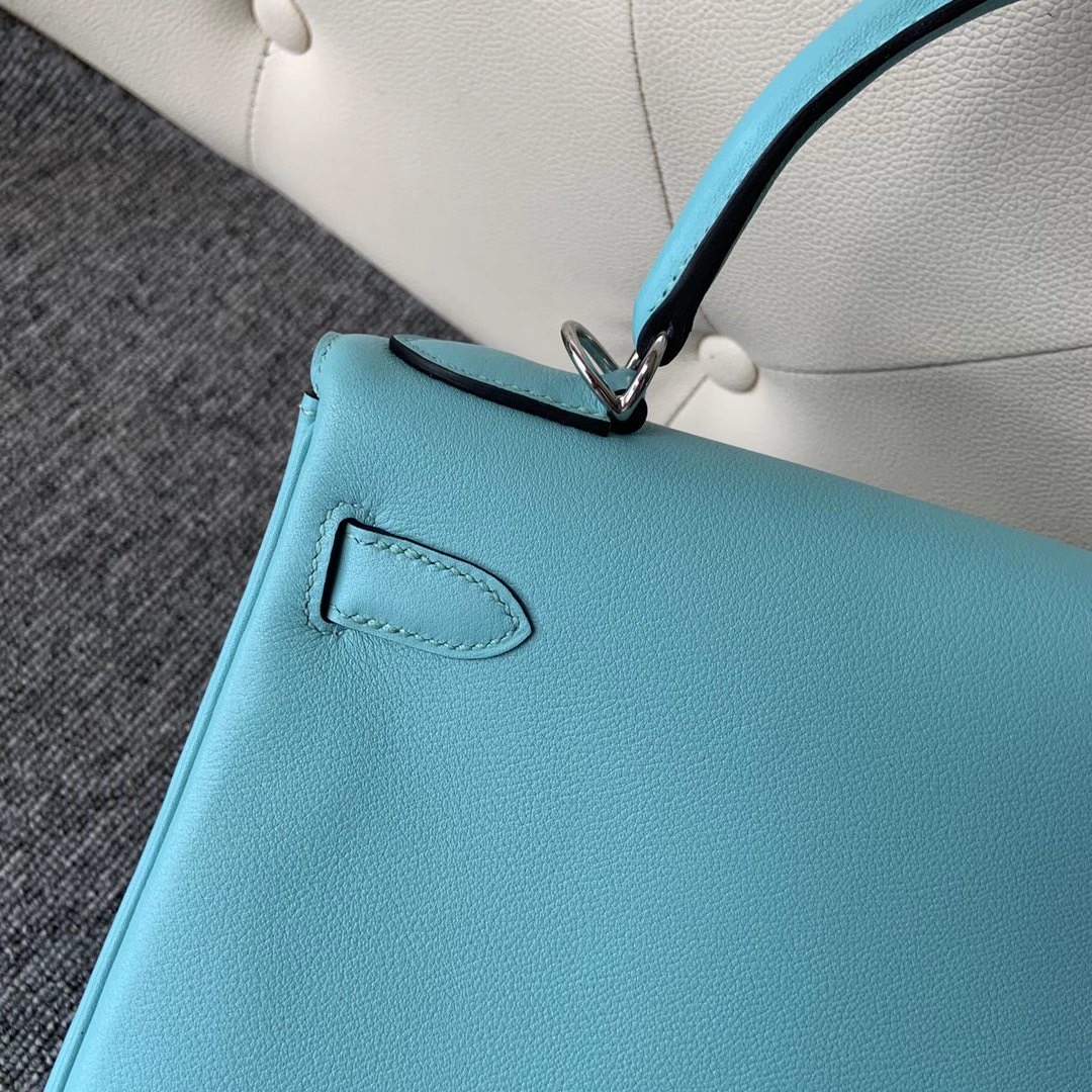 臺北市文山區 愛馬仕凱莉包專櫃價格 Hermes Kelly 28cm Evercolor 3P Blue Atoll