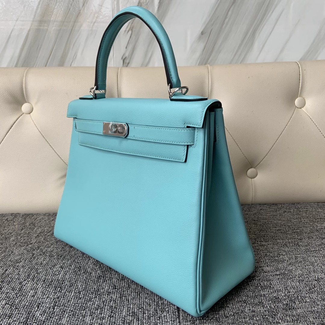 臺北市文山區 愛馬仕凱莉包專櫃價格 Hermes Kelly 28cm Evercolor 3P Blue Atoll