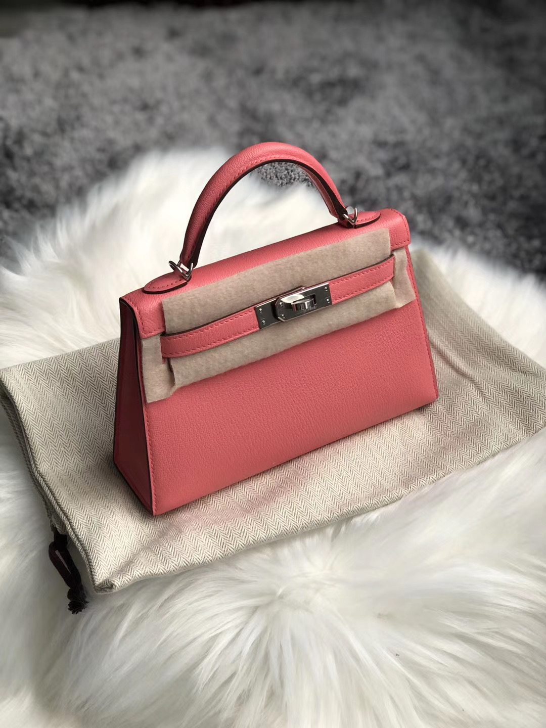 新北市板橋區 Hermes Kelly Mini II Handbag Chevre 8W Rose Azalée