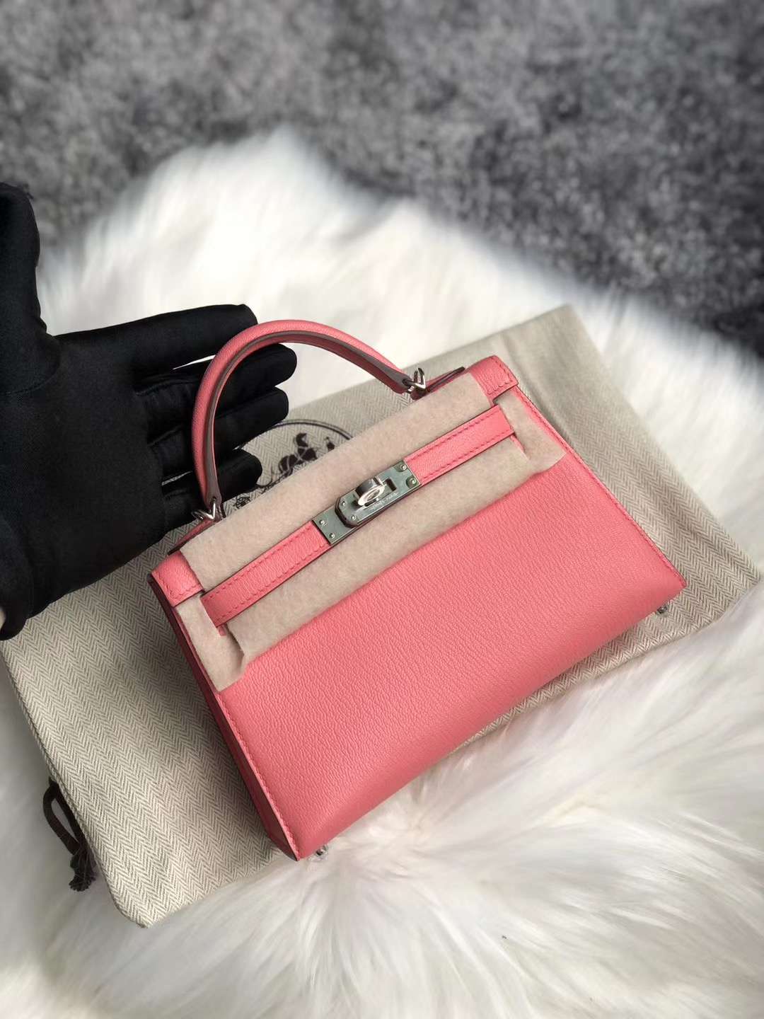 新北市板橋區 Hermes Kelly Mini II Handbag Chevre 8W Rose Azalée