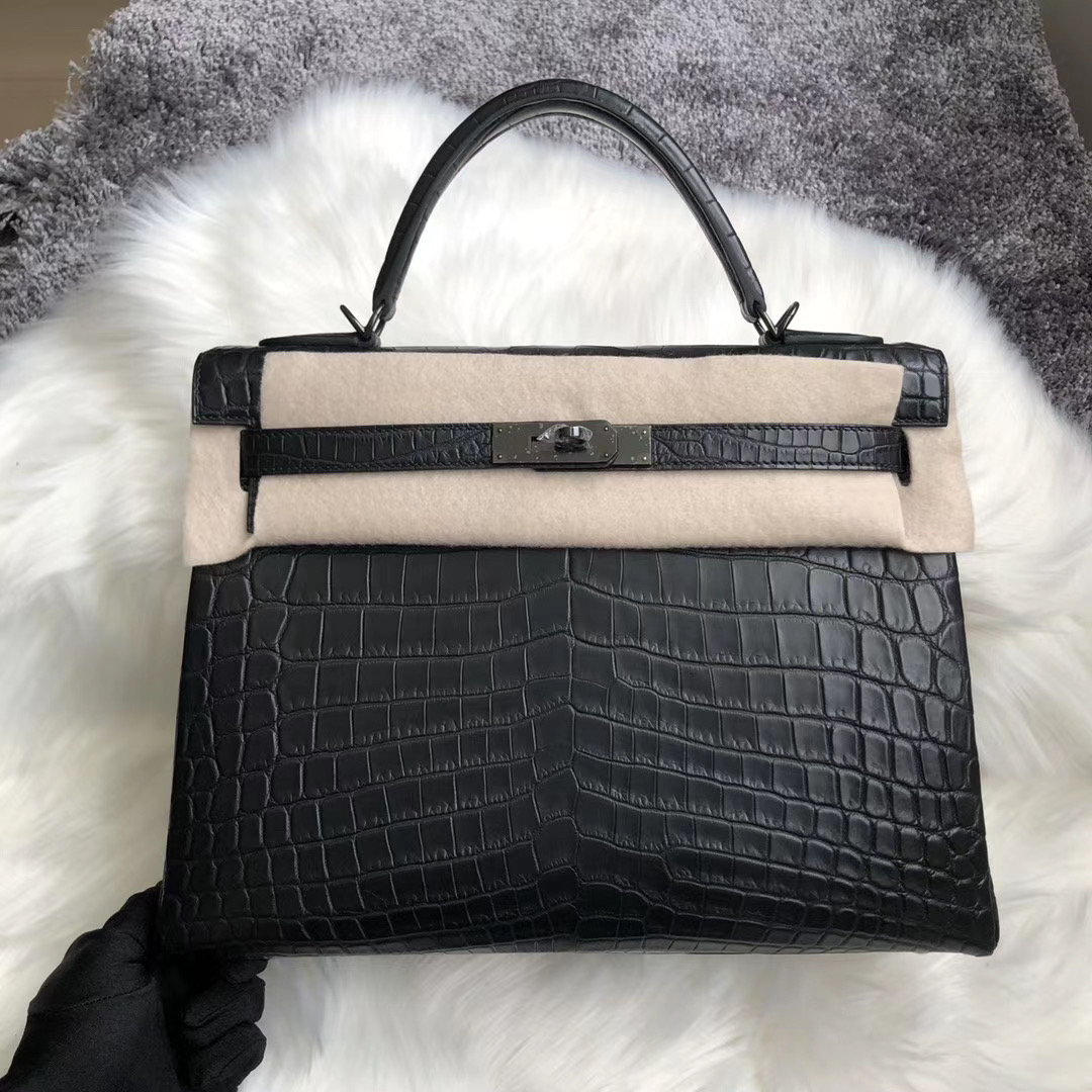 臺灣新北市金山區愛馬仕 Hermes Kelly 32cm So Black Matte Nilo Crocodile