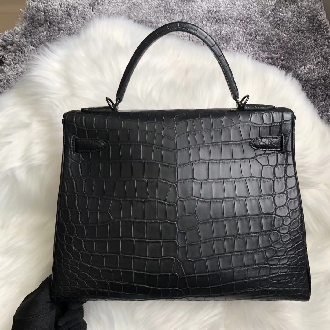 臺灣新北市金山區愛馬仕 Hermes Kelly 32cm So Black Matte Nilo Crocodile