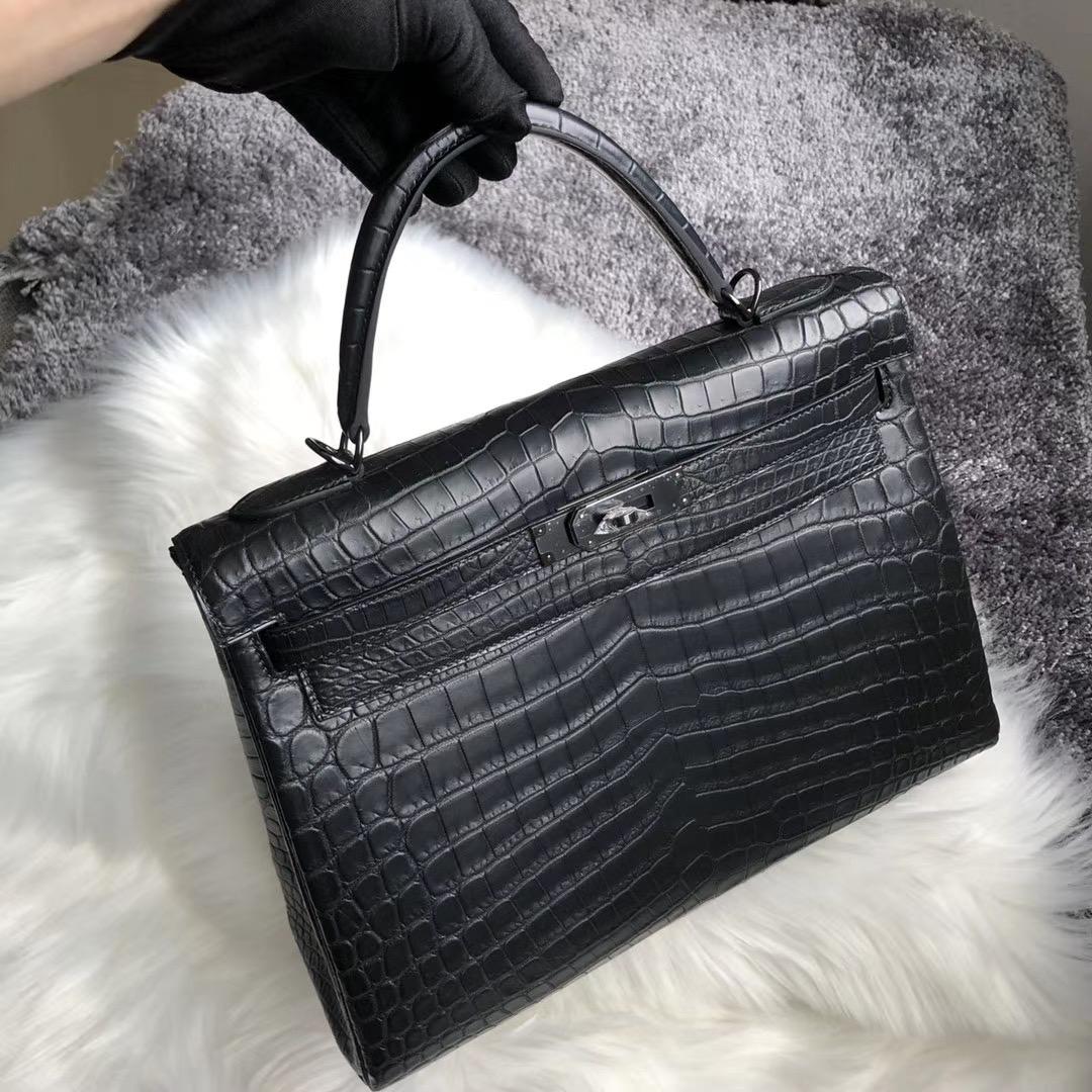 臺灣新北市金山區愛馬仕 Hermes Kelly 32cm So Black Matte Nilo Crocodile