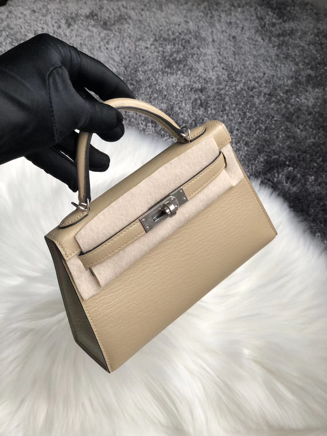 臺灣新北市永和區 Hermes Kelly Mini II Handbag Chevre S2 Trench 風衣灰