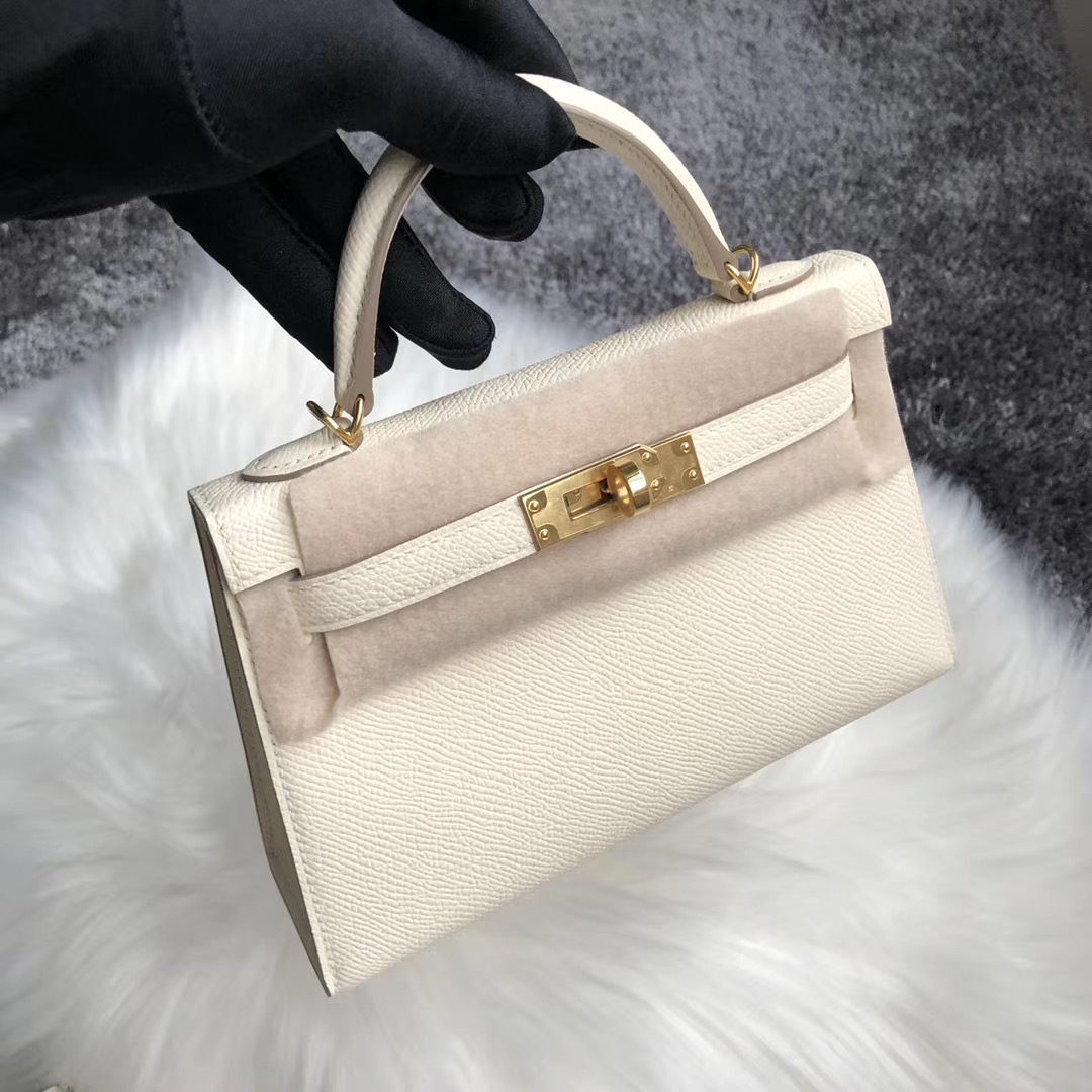 Taiwan Hermes Kelly Mini II Handbag 8L奶油白 Beton 10奶昔白 Craie