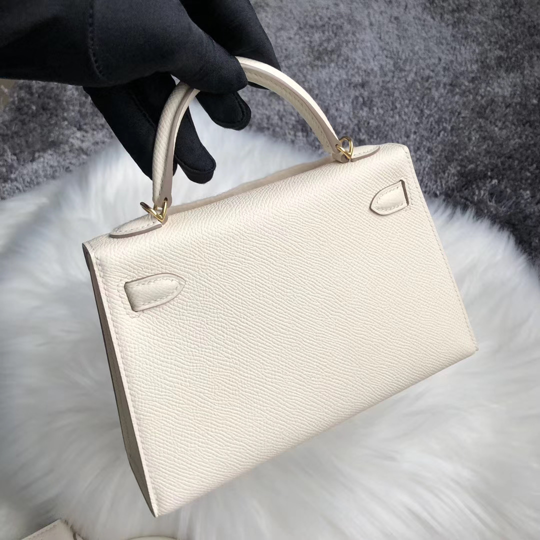 Taiwan Hermes Kelly Mini II Handbag 8L奶油白 Beton 10奶昔白 Craie