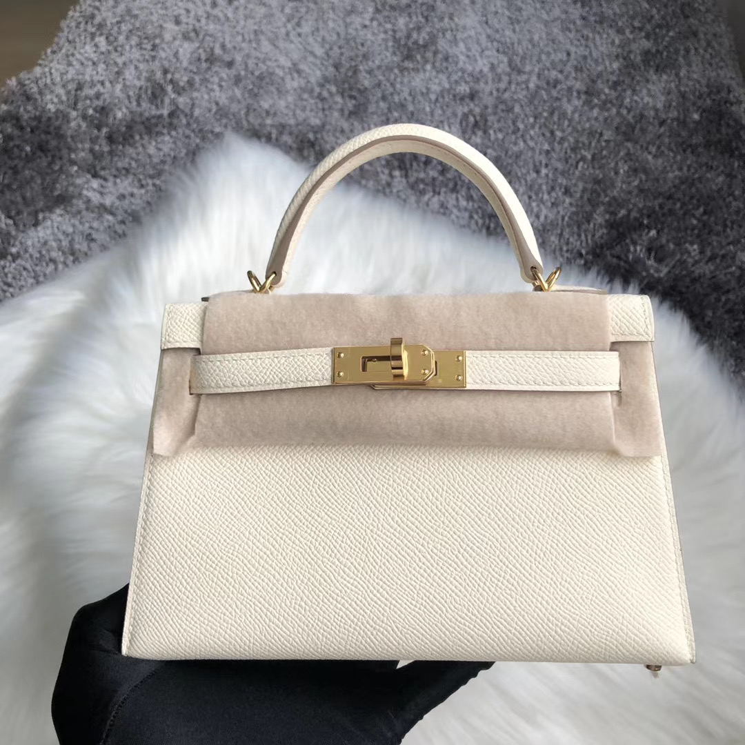 Taiwan Hermes Kelly Mini II Handbag 8L奶油白 Beton 10奶昔白 Craie