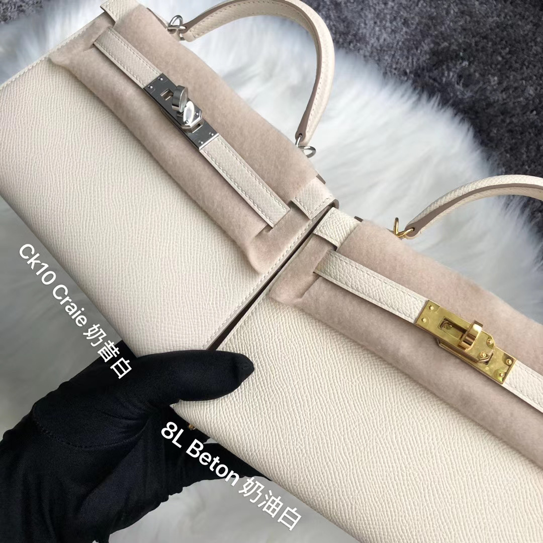 Taiwan Hermes Kelly Mini II Handbag 8L奶油白 Beton 10奶昔白 Craie