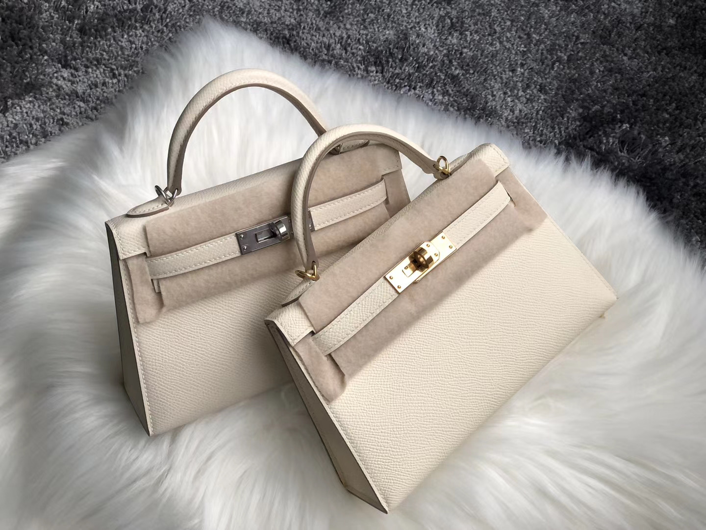 Taiwan Hermes Kelly Mini II Handbag 8L奶油白 Beton 10奶昔白 Craie