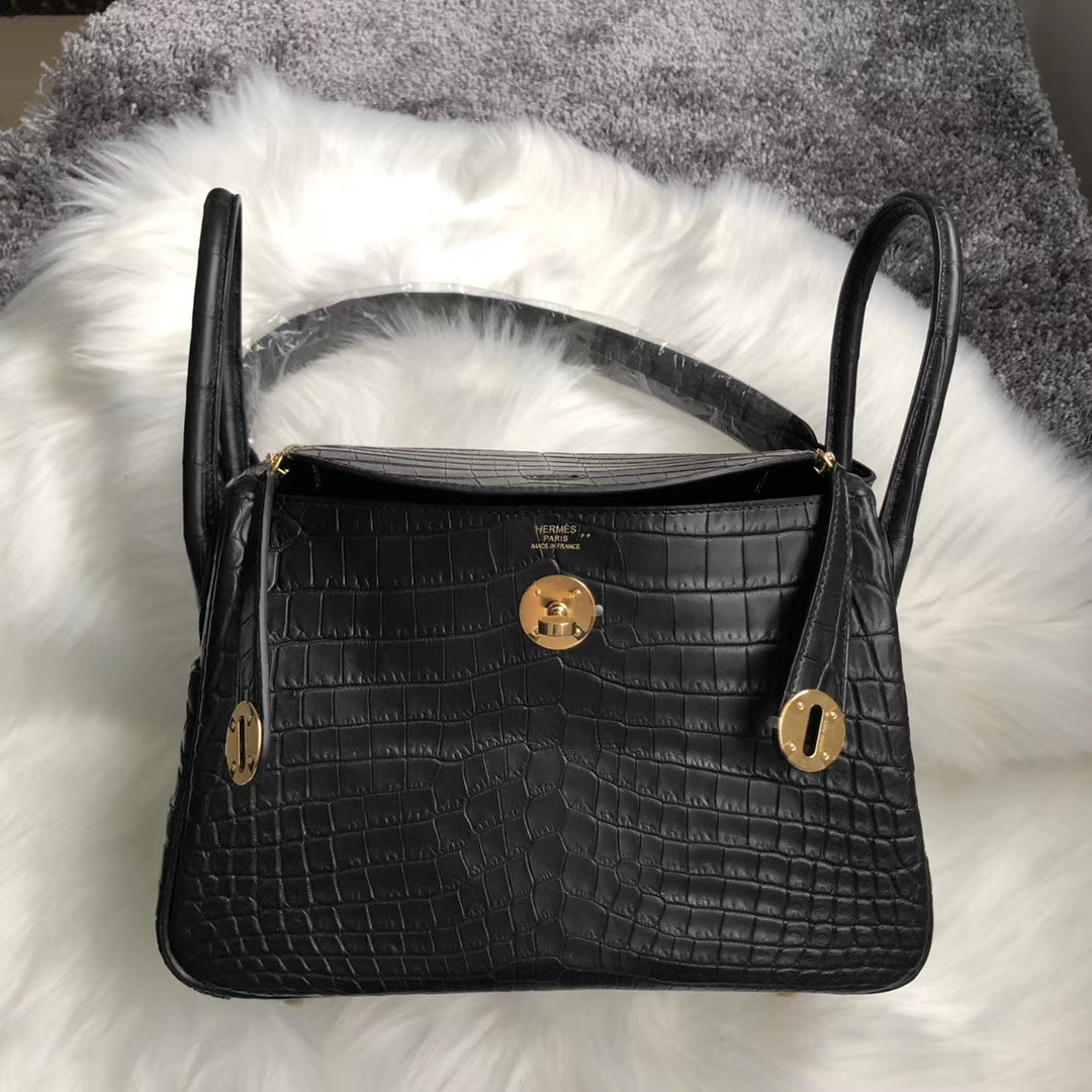 臺灣新北市三芝區 愛馬仕 Hermes Lindy 26cm Matte nilo crocodile Black