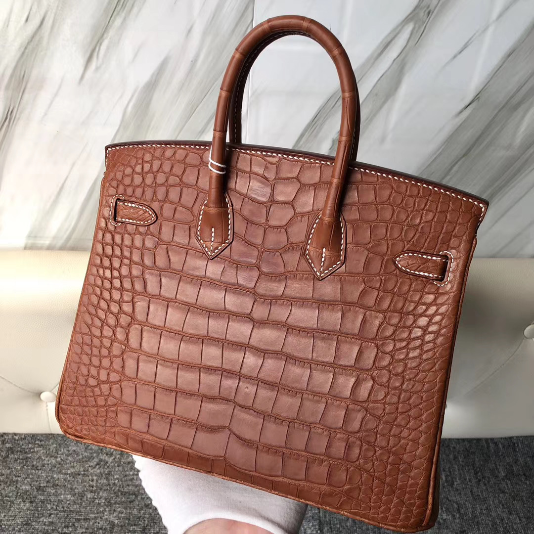 Hermes Birkin 25cm 美洲鱷 Faubourg Barenia 馬鞍皮 CK37 gold 金棕色